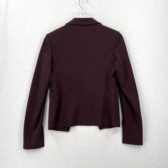 THEORY Jonita K Blazer Jacket Womens 2 Garnet Gold Button Open Burgundy - Picture 4 of 16